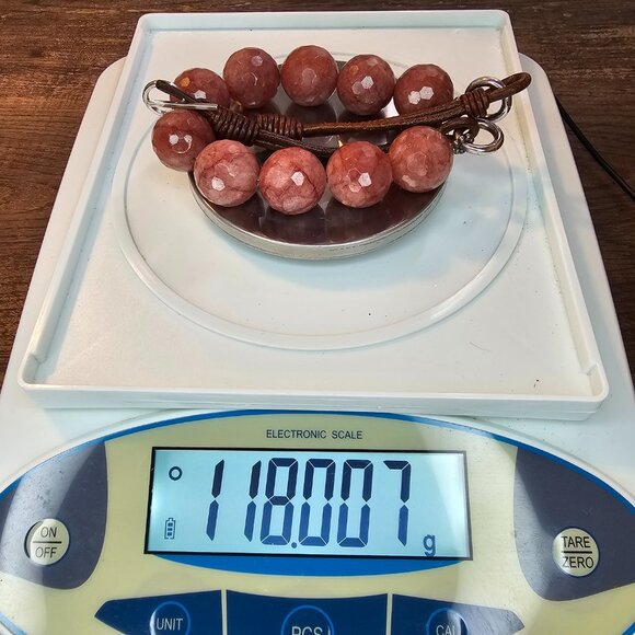 Brunello Cucinelli Natural Gemstone Faceted Beads & Leather Necklace, Mauve, 17” - Picture 9 of 9